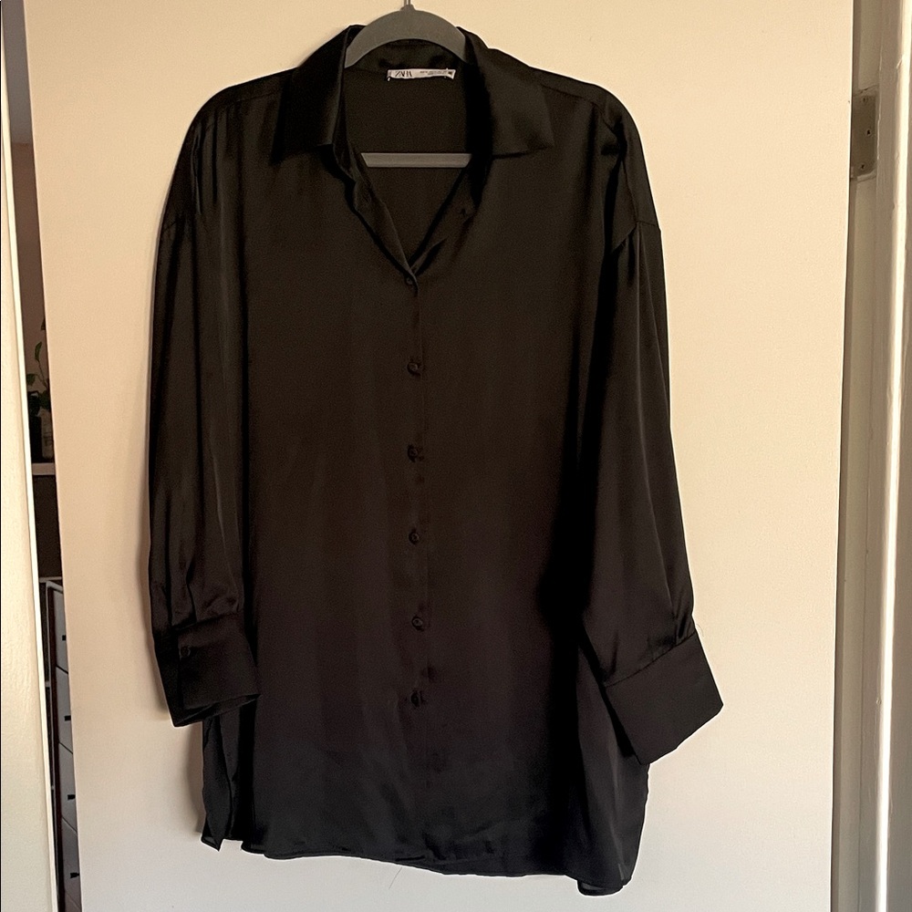 Zara Black Casual Button Down Shirt